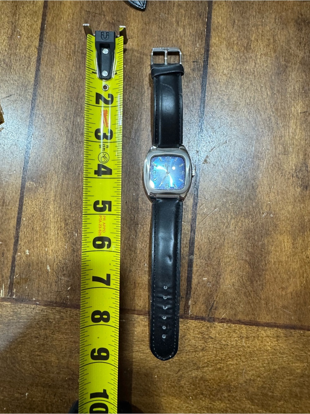 solo Black Leather Strap Watch with Blue Dial